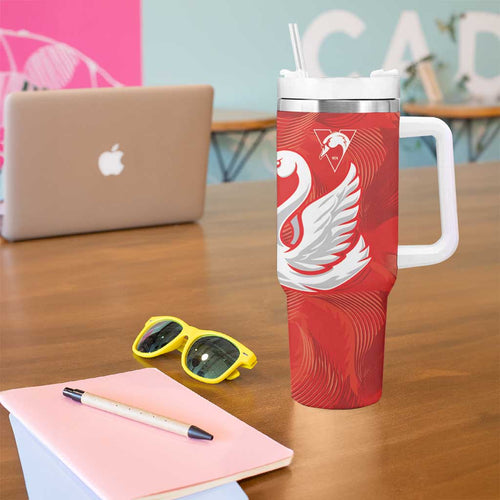 Swans-Port Adelaide Football Custom Tumbler With Handle Cracked Metal Style