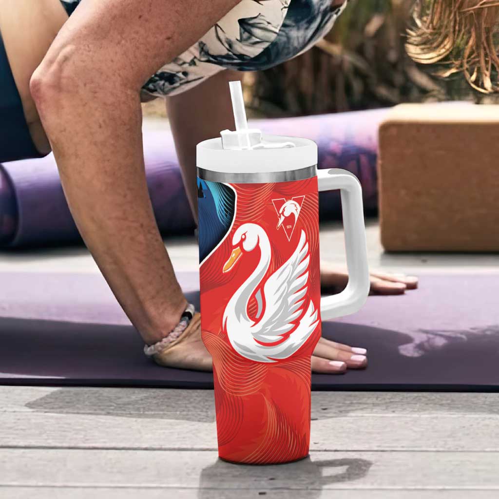 Swans-Port Adelaide Football Custom Tumbler With Handle Cracked Metal Style