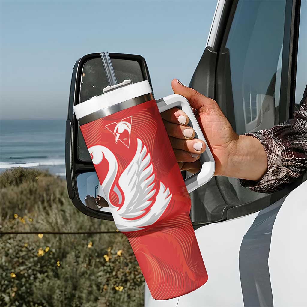 Swans-Port Adelaide Football Custom Tumbler With Handle Cracked Metal Style