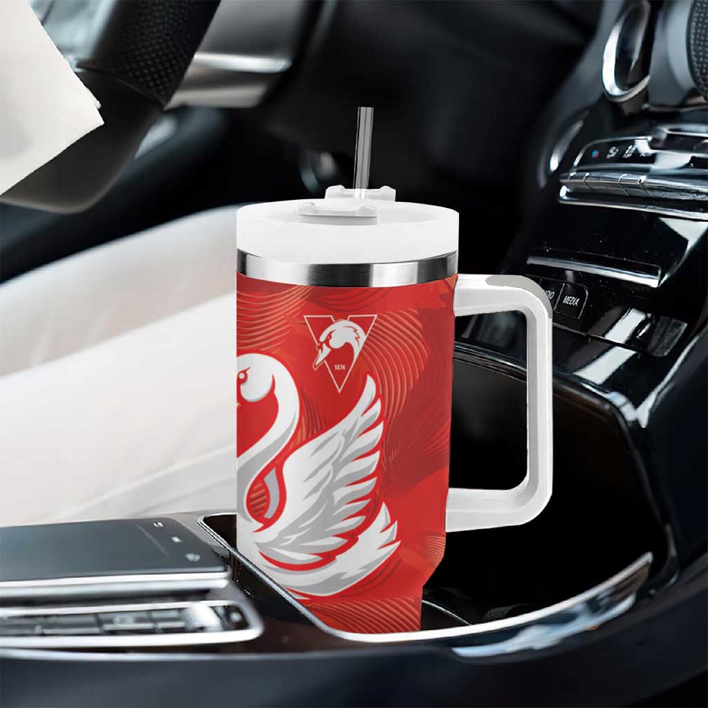 Swans-Port Adelaide Football Custom Tumbler With Handle Cracked Metal Style