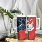 Swans-Port Adelaide Football Custom Tumbler With Handle Cracked Metal Style
