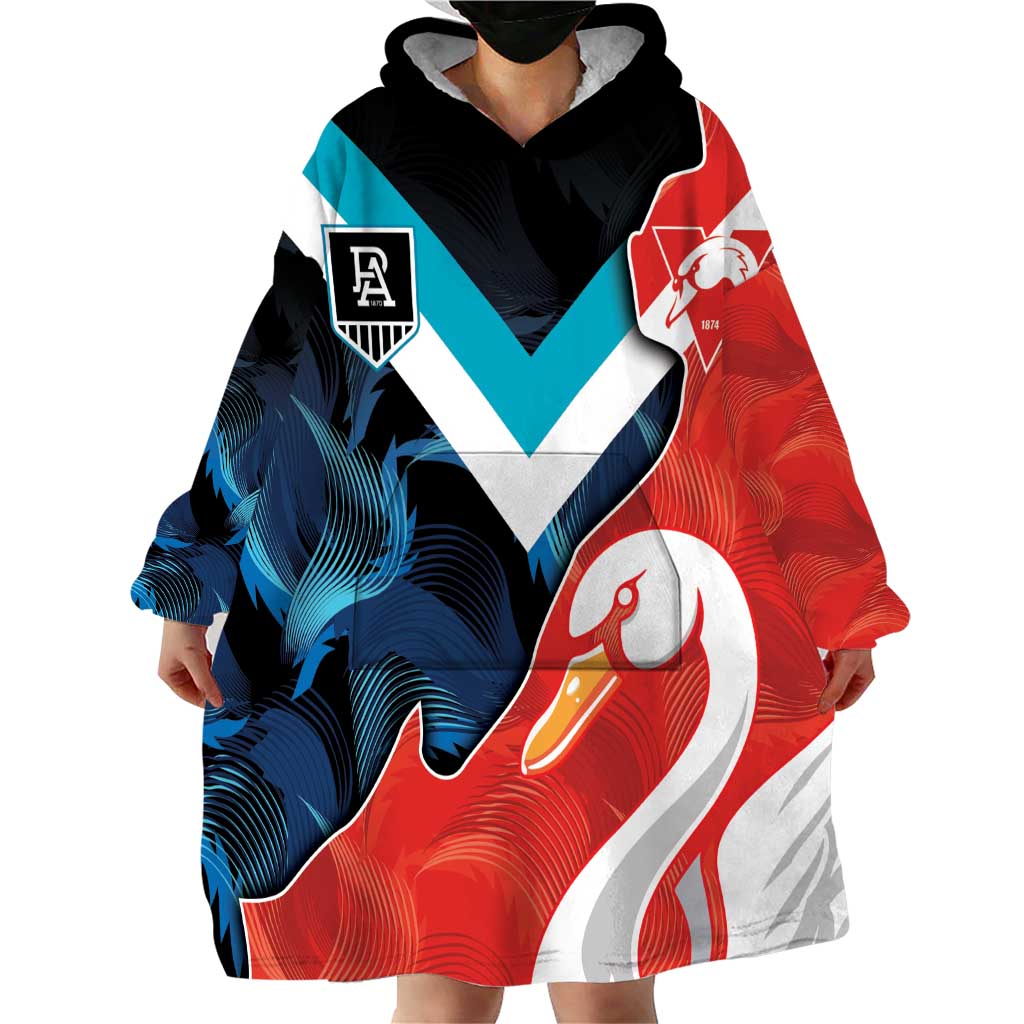 Swans-Port Adelaide Football Custom Wearable Blanket Hoodie Cracked Metal Style