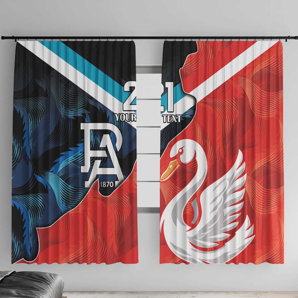 Swans-Port Adelaide Football Custom Window Curtain Cracked Metal Style