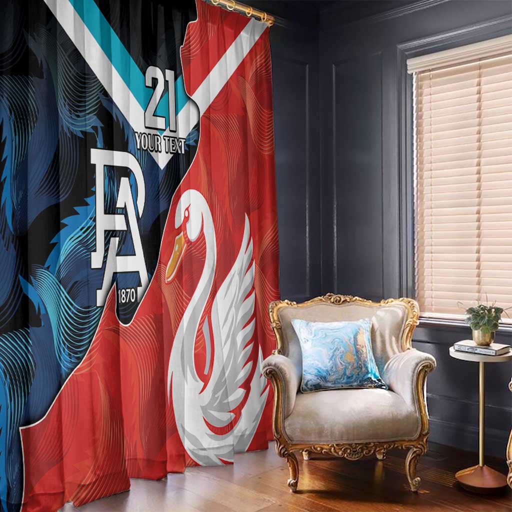 Swans-Port Adelaide Football Custom Window Curtain Cracked Metal Style