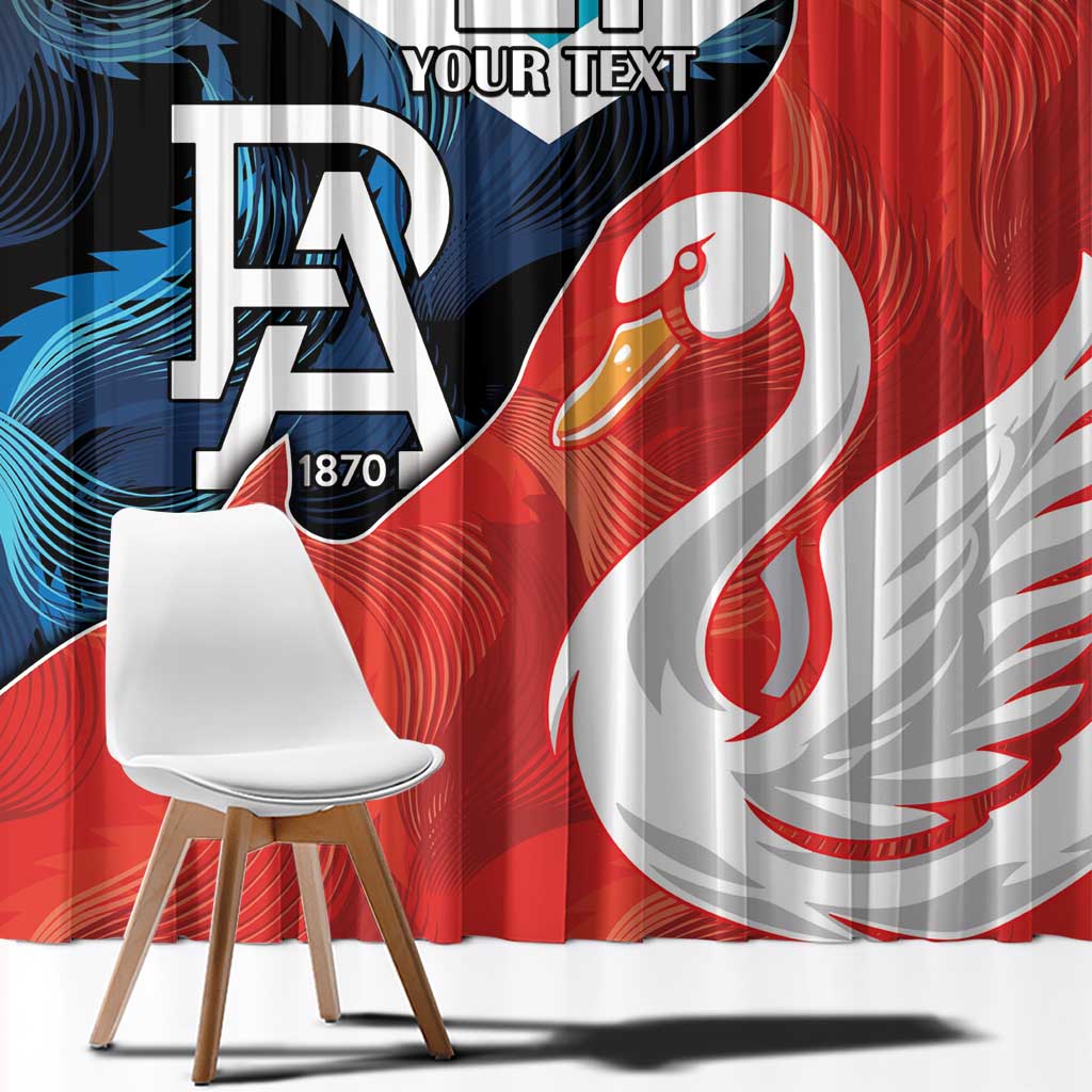Swans-Port Adelaide Football Custom Window Curtain Cracked Metal Style