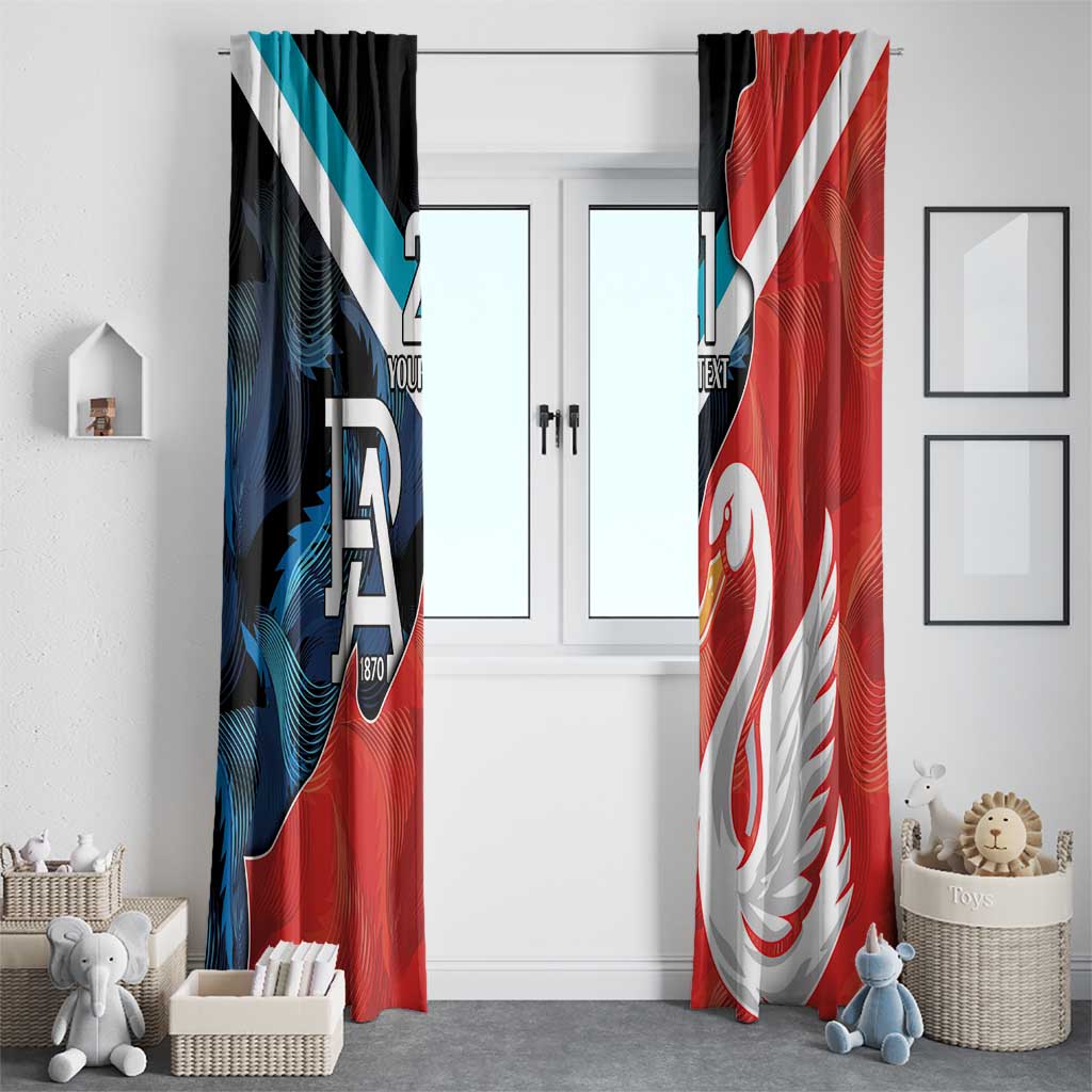 Swans-Port Adelaide Football Custom Window Curtain Cracked Metal Style