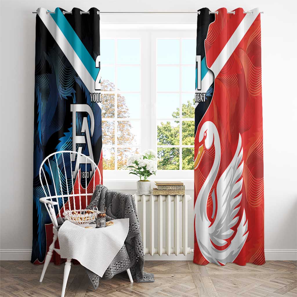 Swans-Port Adelaide Football Custom Window Curtain Cracked Metal Style
