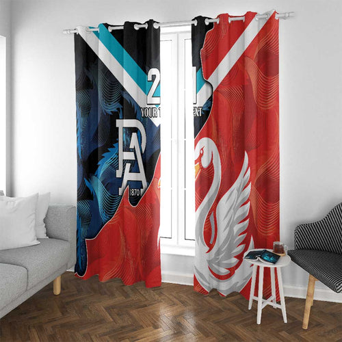 Swans-Port Adelaide Football Custom Window Curtain Cracked Metal Style