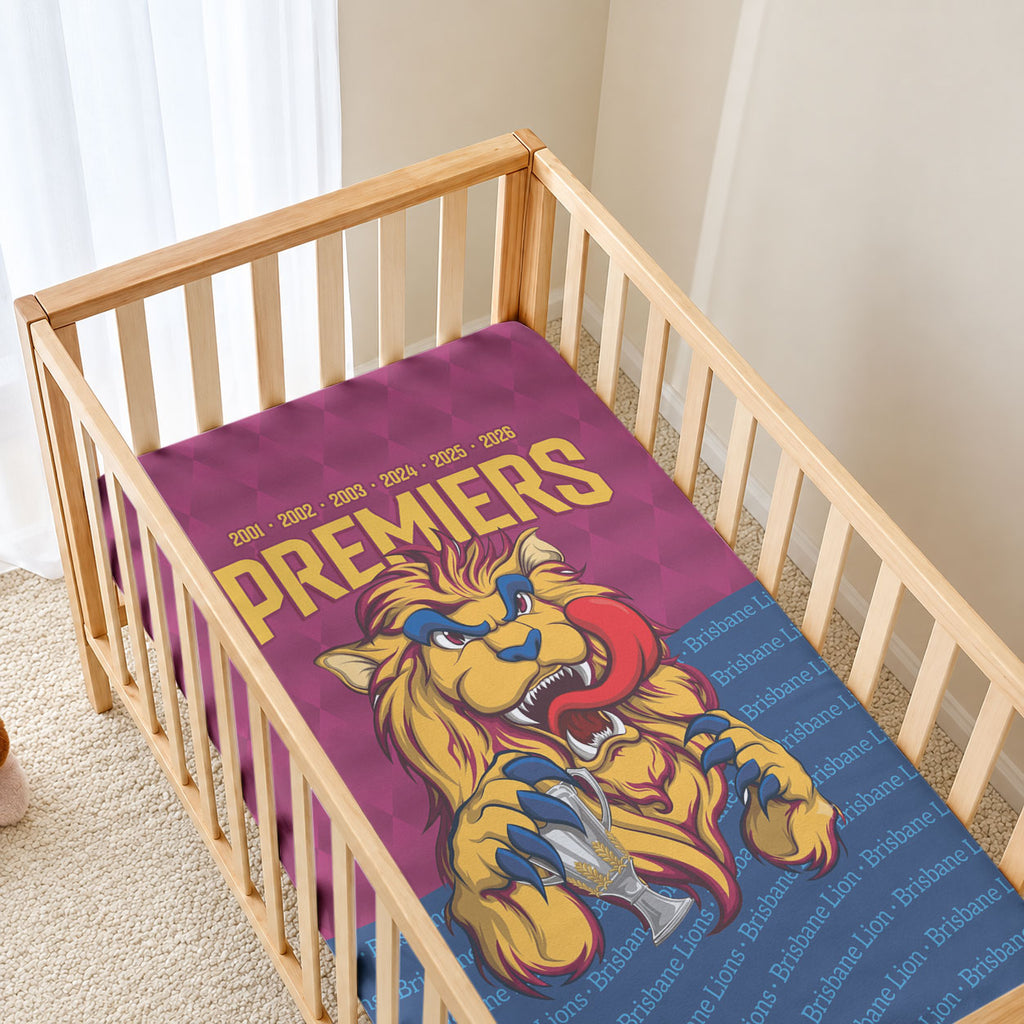 Brisbane Lions Back-to-Back Premiers Baby Bed Cover