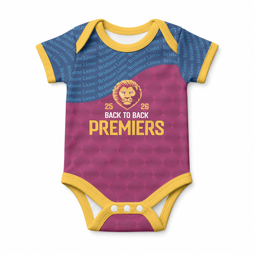Brisbane Lions Back-to-Back Premiers Baby Onesie