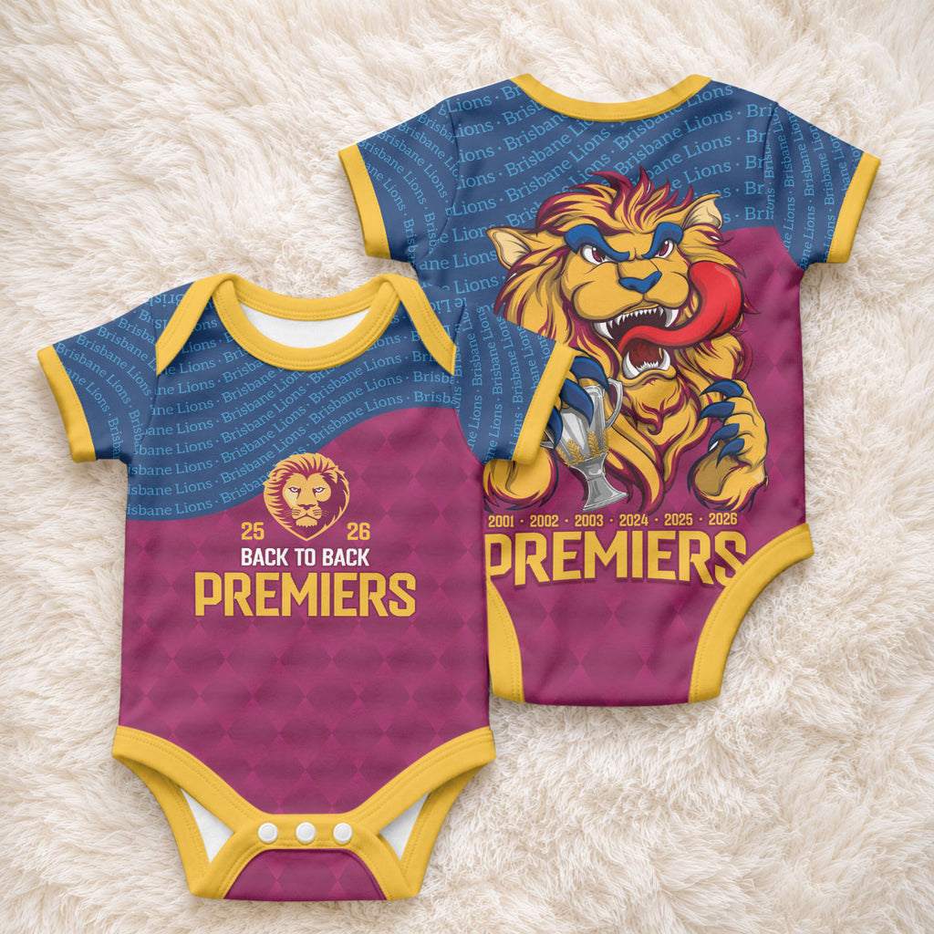 Brisbane Lions Back-to-Back Premiers Baby Onesie