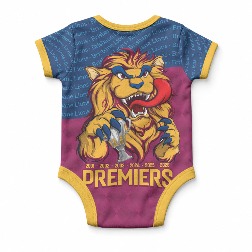 Brisbane Lions Back-to-Back Premiers Baby Onesie