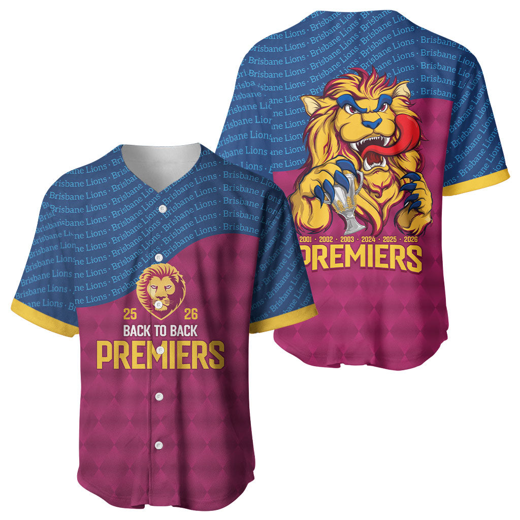 Brisbane Lions Back-to-Back Premiers Baseball Jersey