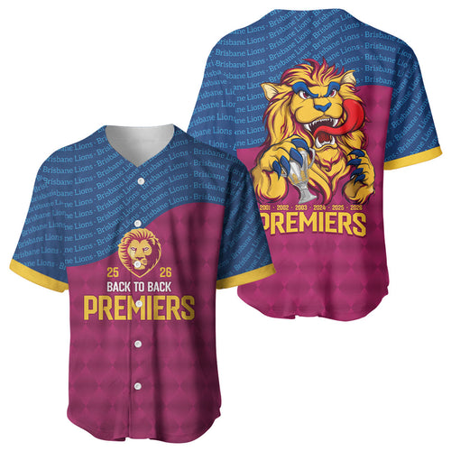 Brisbane Lions Back-to-Back Premiers Baseball Jersey