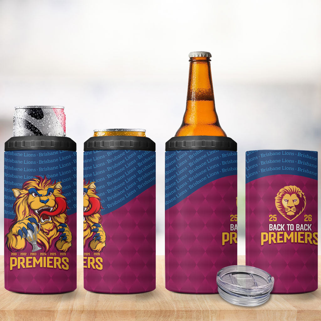 Brisbane Lions Back-to-Back Premiers 4 in 1 Can Cooler Tumbler