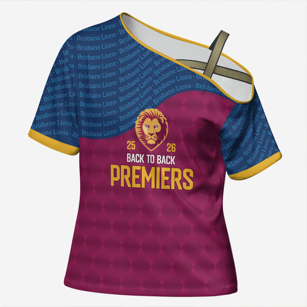 Brisbane Lions Back-to-Back Premiers Cross Shoulder Shirt