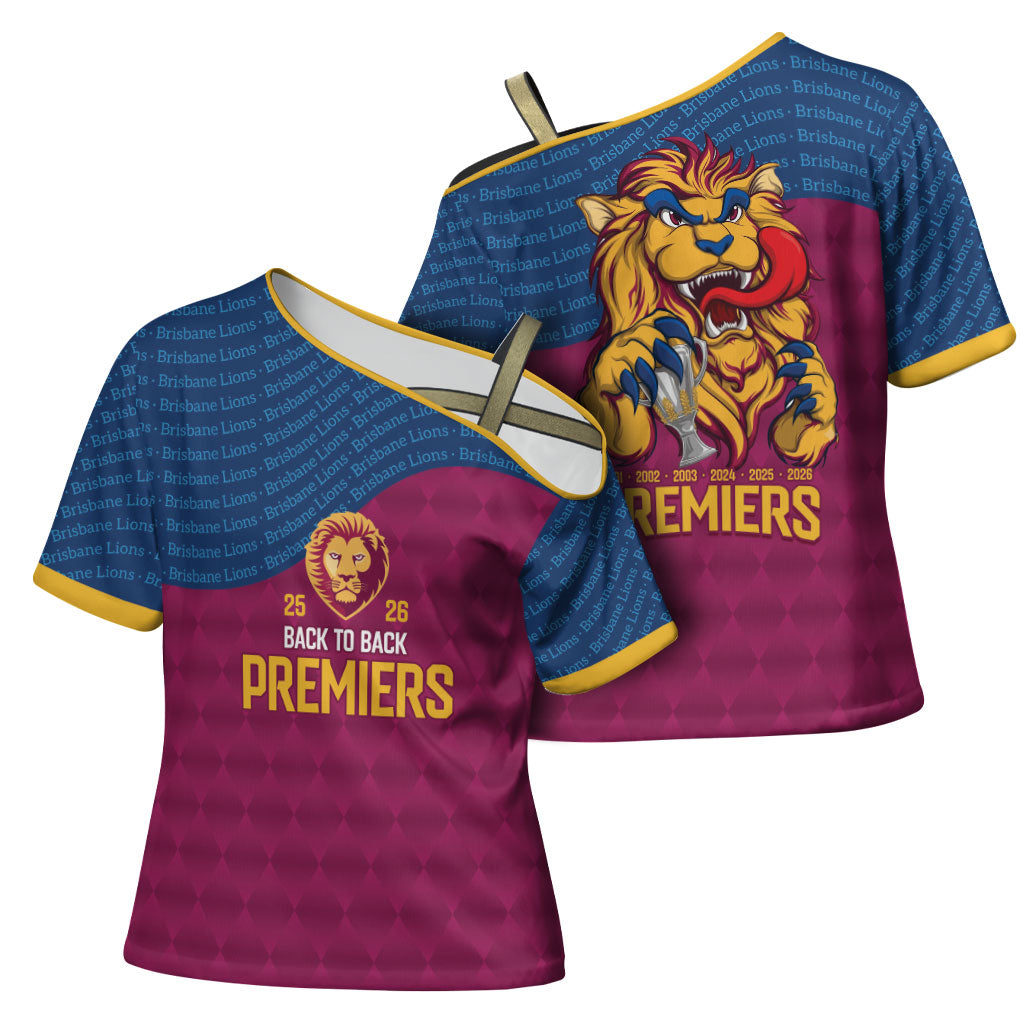Brisbane Lions Back-to-Back Premiers Cross Shoulder Shirt