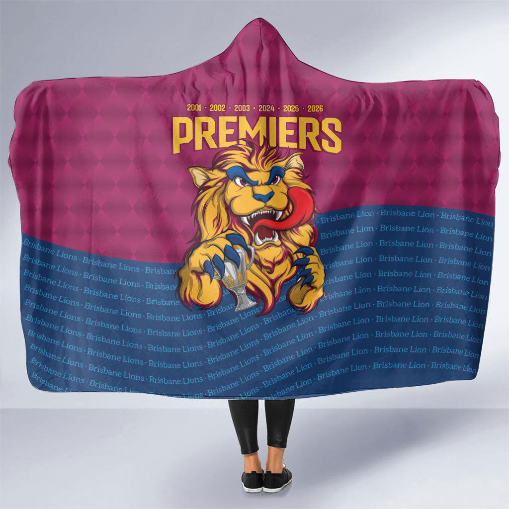 Brisbane Lions Back-to-Back Premiers Hooded Blanket