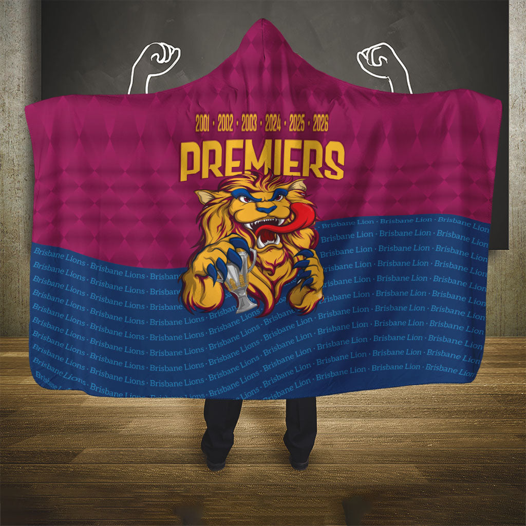 Brisbane Lions Back-to-Back Premiers Hooded Blanket