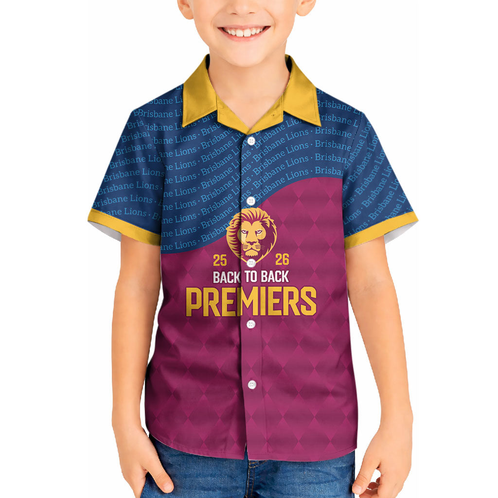 Brisbane Lions Back-to-Back Premiers Kid Hawaiian Shirt