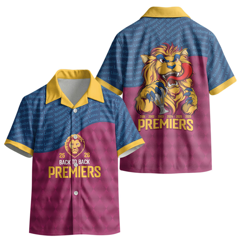 Brisbane Lions Back-to-Back Premiers Kid Hawaiian Shirt