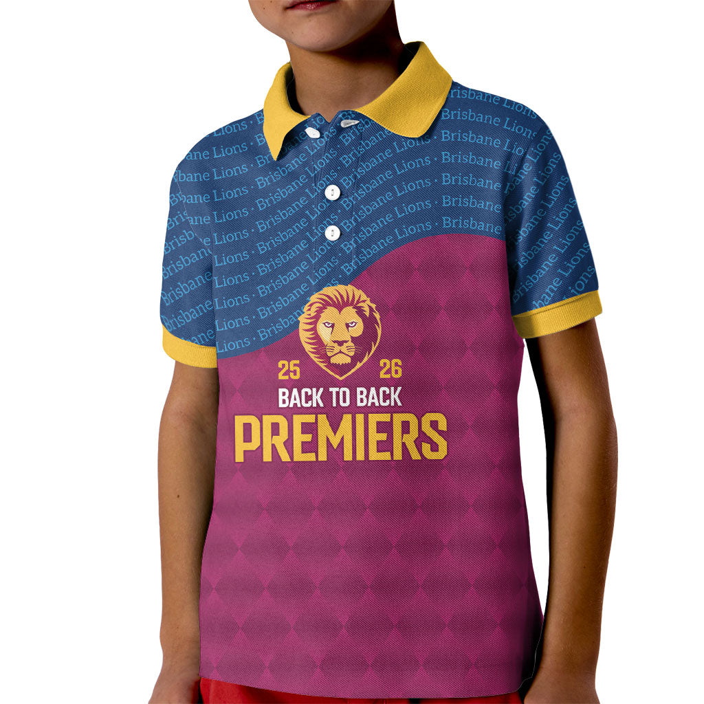 Brisbane Lions Back-to-Back Premiers Kid Polo Shirt