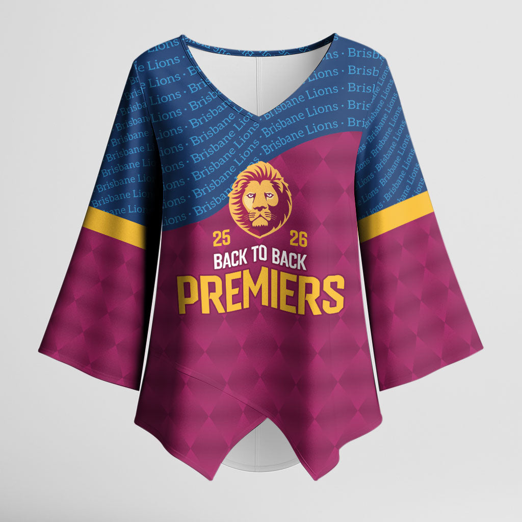 Brisbane Lions Back-to-Back Premiers Kimono Sleeve Blouse