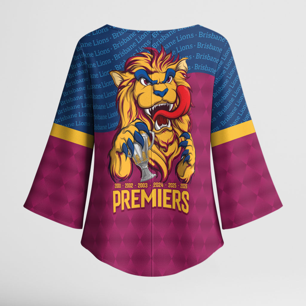 Brisbane Lions Back-to-Back Premiers Kimono Sleeve Blouse