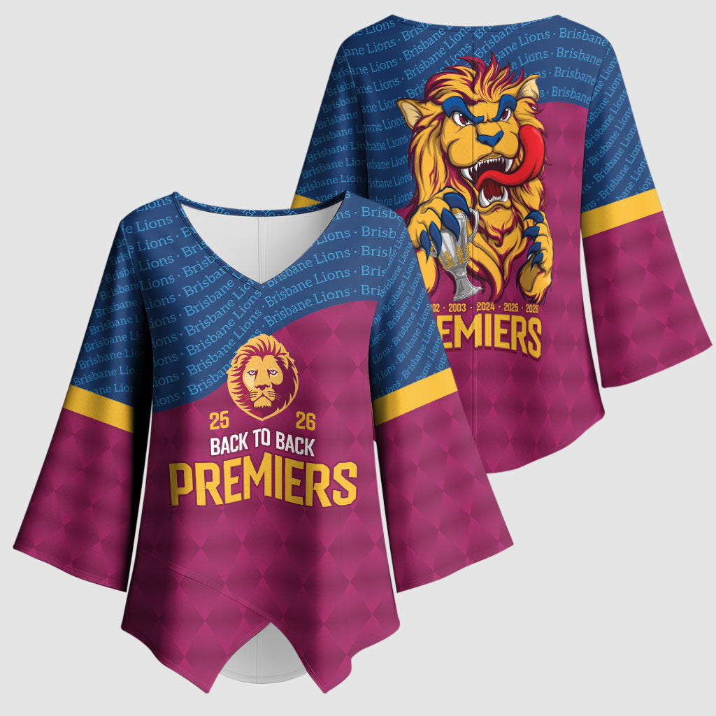 Brisbane Lions Back-to-Back Premiers Kimono Sleeve Blouse