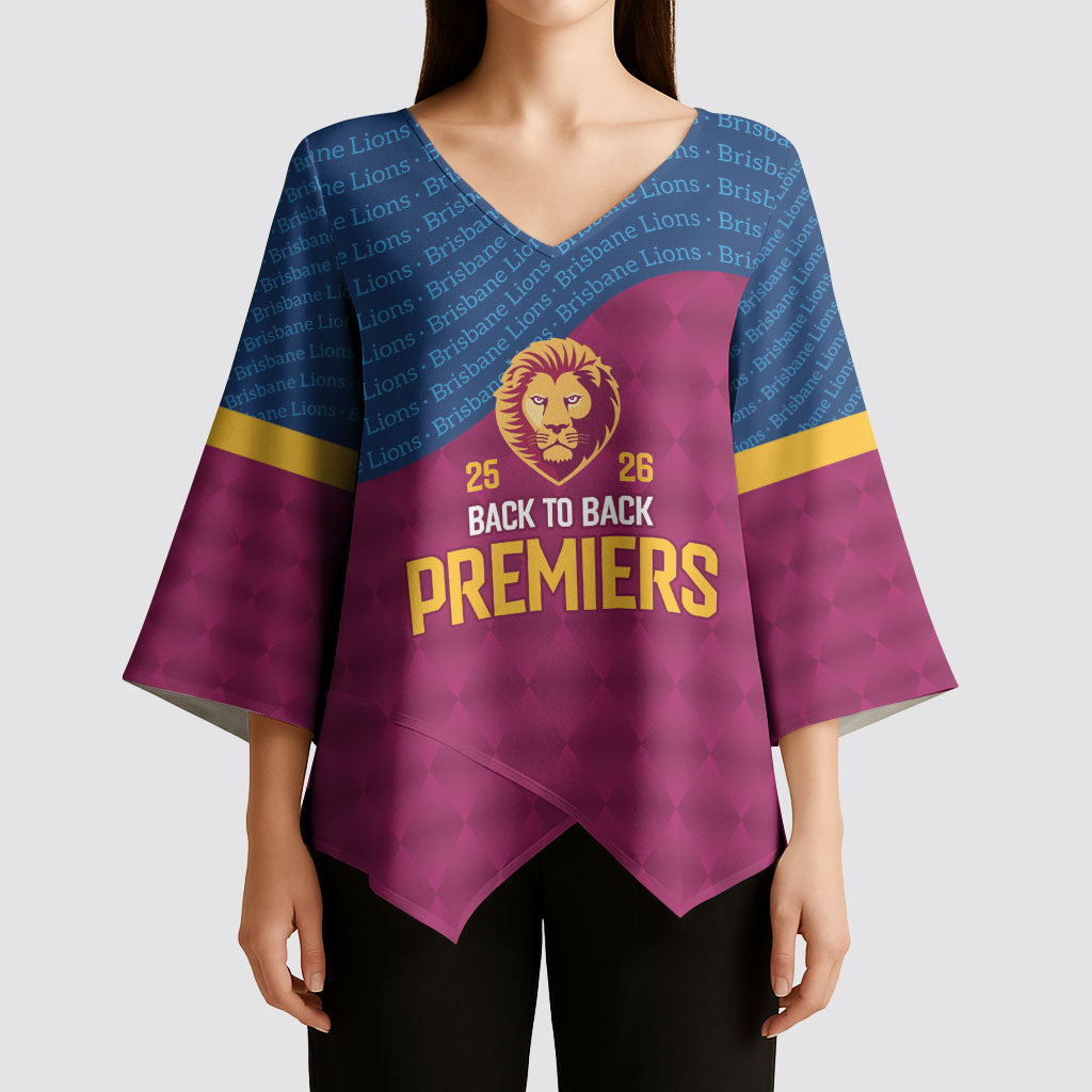 Brisbane Lions Back-to-Back Premiers Kimono Sleeve Blouse