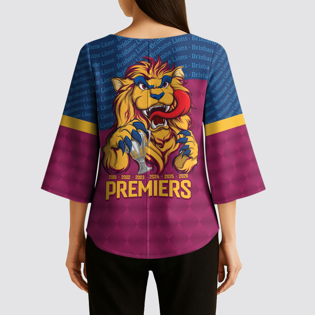 Brisbane Lions Back-to-Back Premiers Kimono Sleeve Blouse