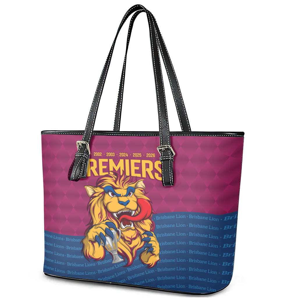 Brisbane Lions Back-to-Back Premiers Leather Tote Bag