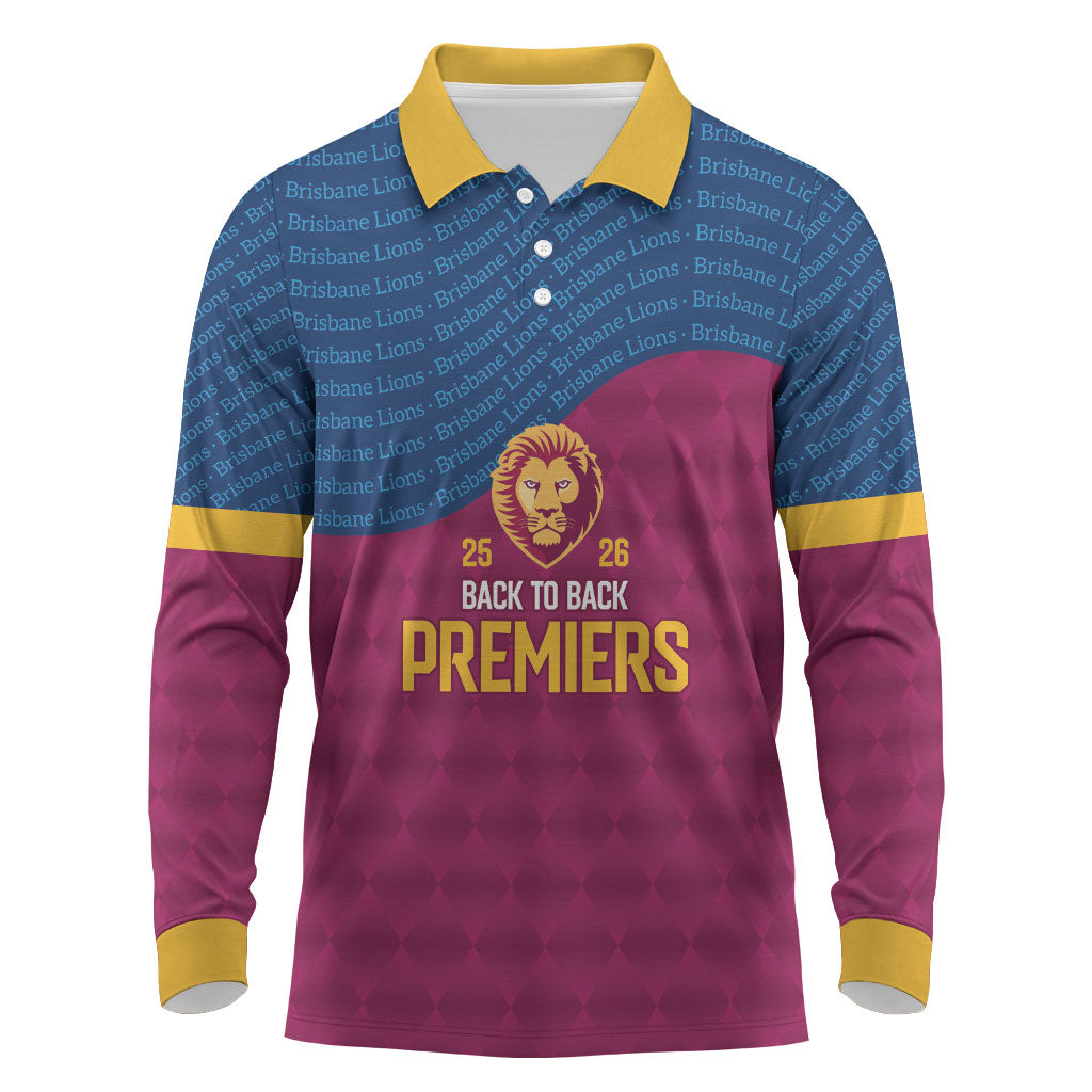 Brisbane Lions Back-to-Back Premiers Long Sleeve Polo Shirt