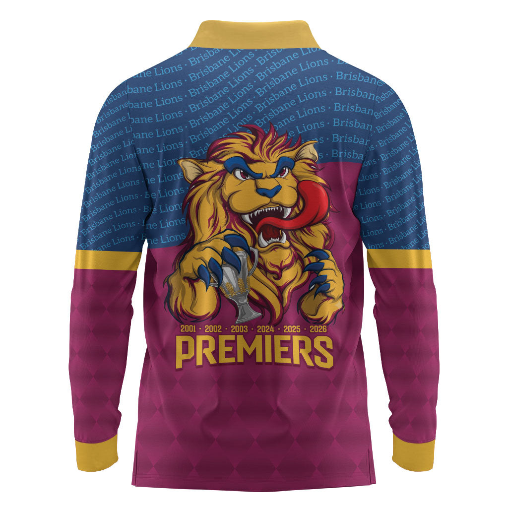 Brisbane Lions Back-to-Back Premiers Long Sleeve Polo Shirt
