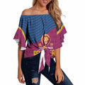 Brisbane Lions Back-to-Back Premiers Off Shoulder Wrap Waist Top