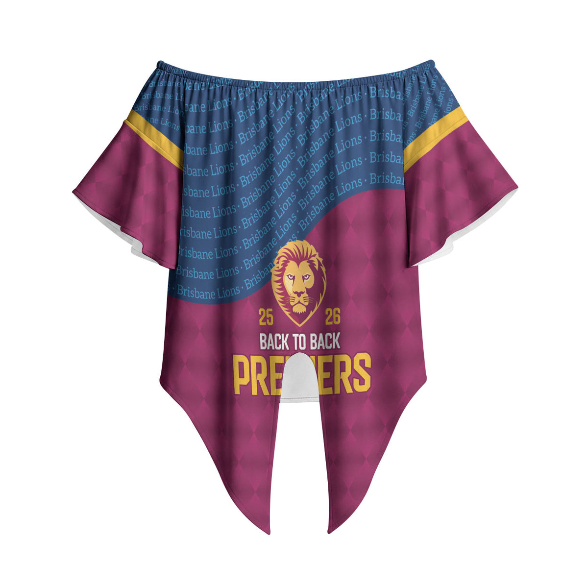 Brisbane Lions Back-to-Back Premiers Off Shoulder Wrap Waist Top