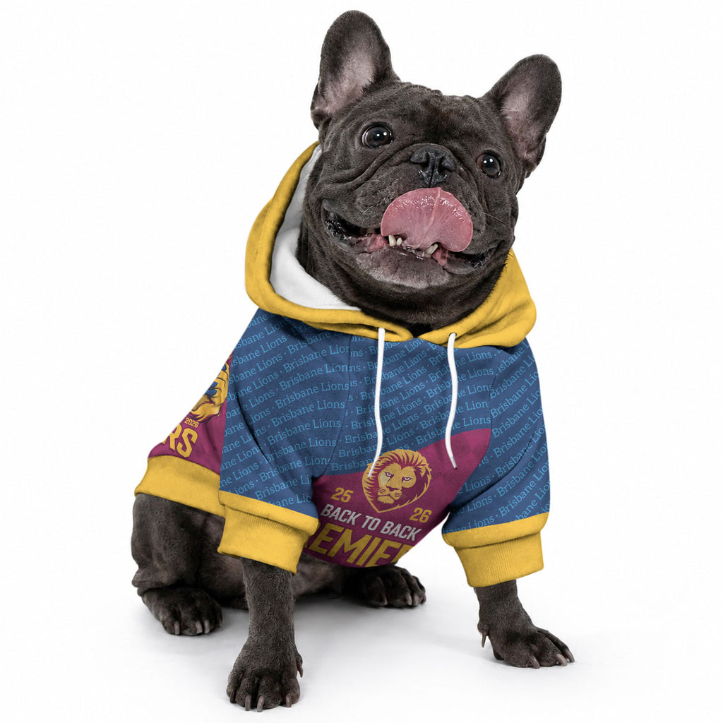 Brisbane Lions Back-to-Back Premiers Pet Hoodie