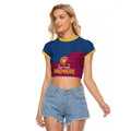 Brisbane Lions Back-to-Back Premiers Raglan Cropped T Shirt