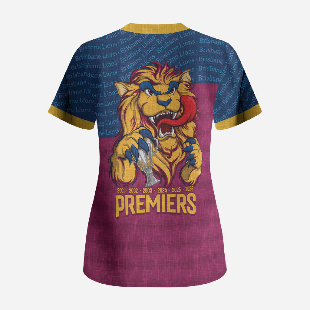 Brisbane Lions Back-to-Back Premiers Scrub Top