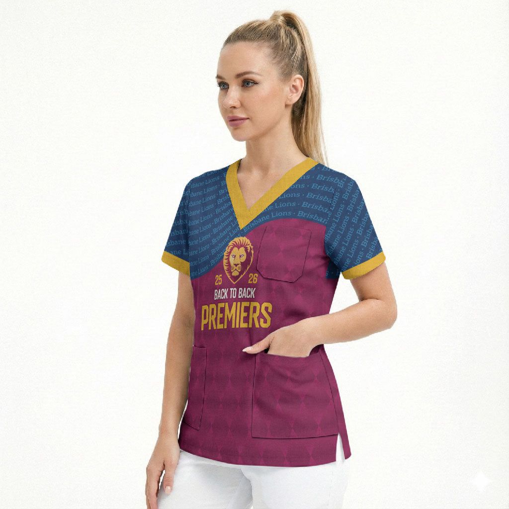 Brisbane Lions Back-to-Back Premiers Scrub Top