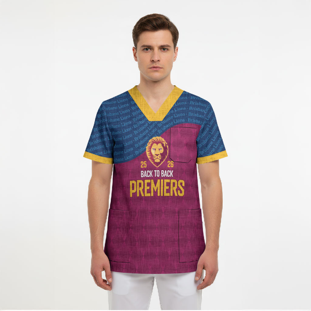 Brisbane Lions Back-to-Back Premiers Scrub Top