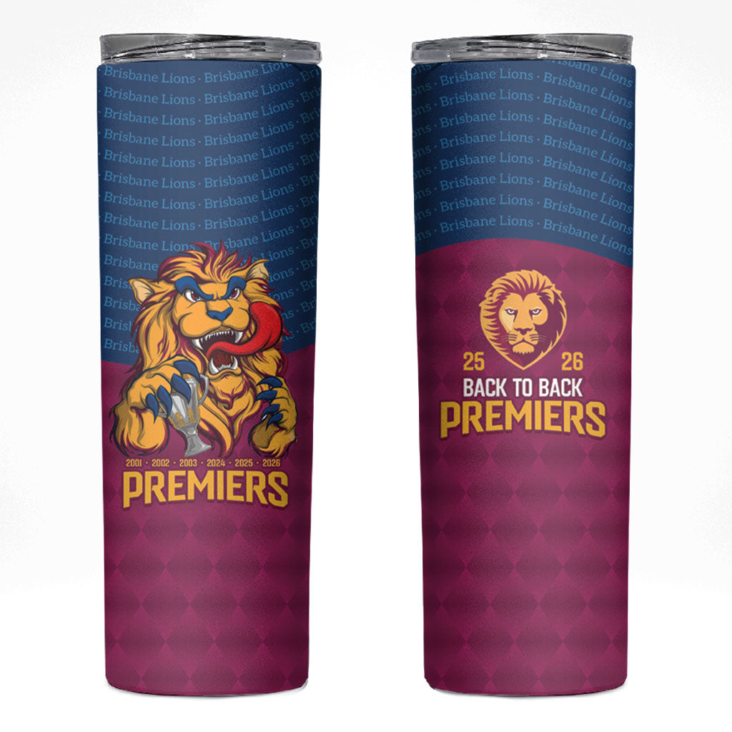 Brisbane Lions Back-to-Back Premiers Skinny Tumbler