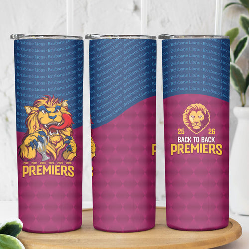 Brisbane Lions Back-to-Back Premiers Skinny Tumbler