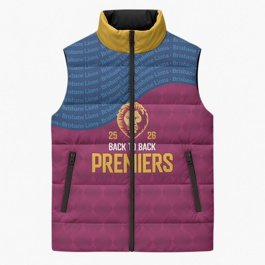 Brisbane Lions Back-to-Back Premiers Sleeveless Puffer Jacket