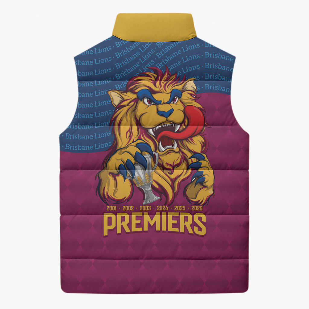 Brisbane Lions Back-to-Back Premiers Sleeveless Puffer Jacket