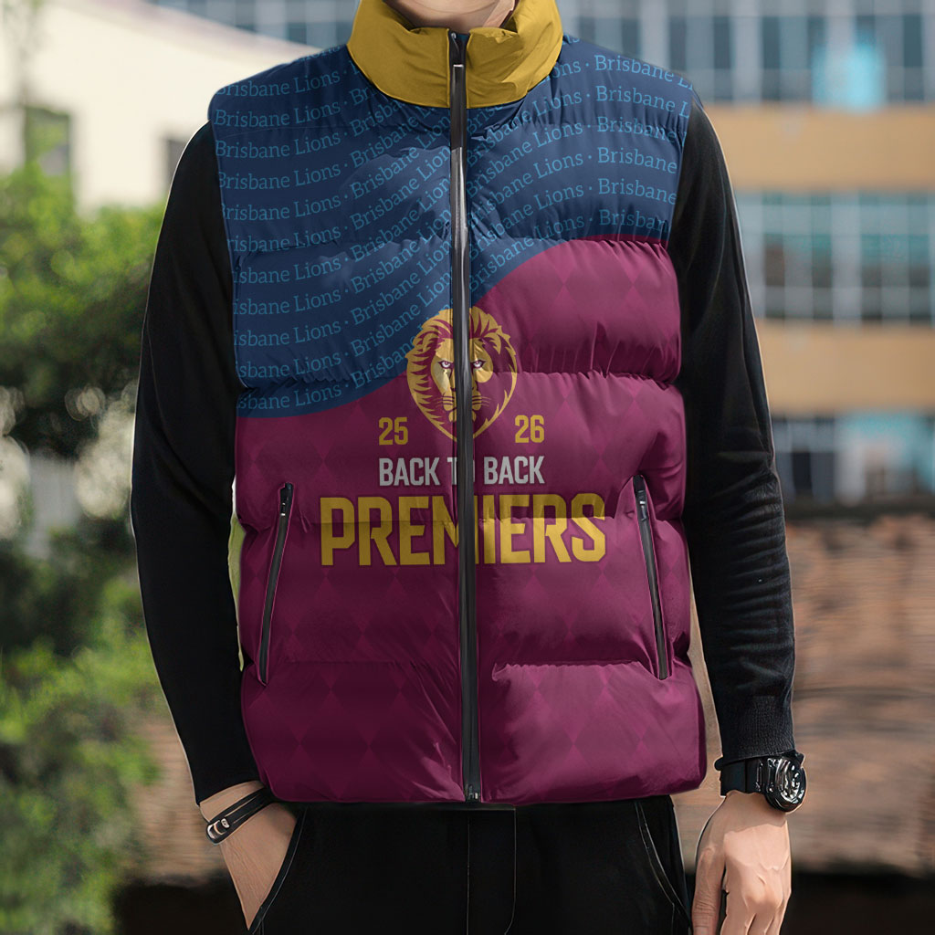Brisbane Lions Back-to-Back Premiers Sleeveless Puffer Jacket