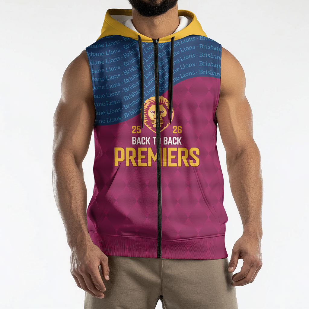 Brisbane Lions Back-to-Back Premiers Sleeveless Zip Hoodie