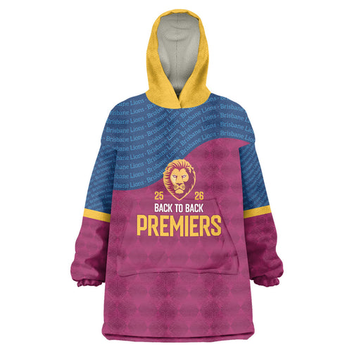 Brisbane Lions Back-to-Back Premiers Wearable Blanket Hoodie