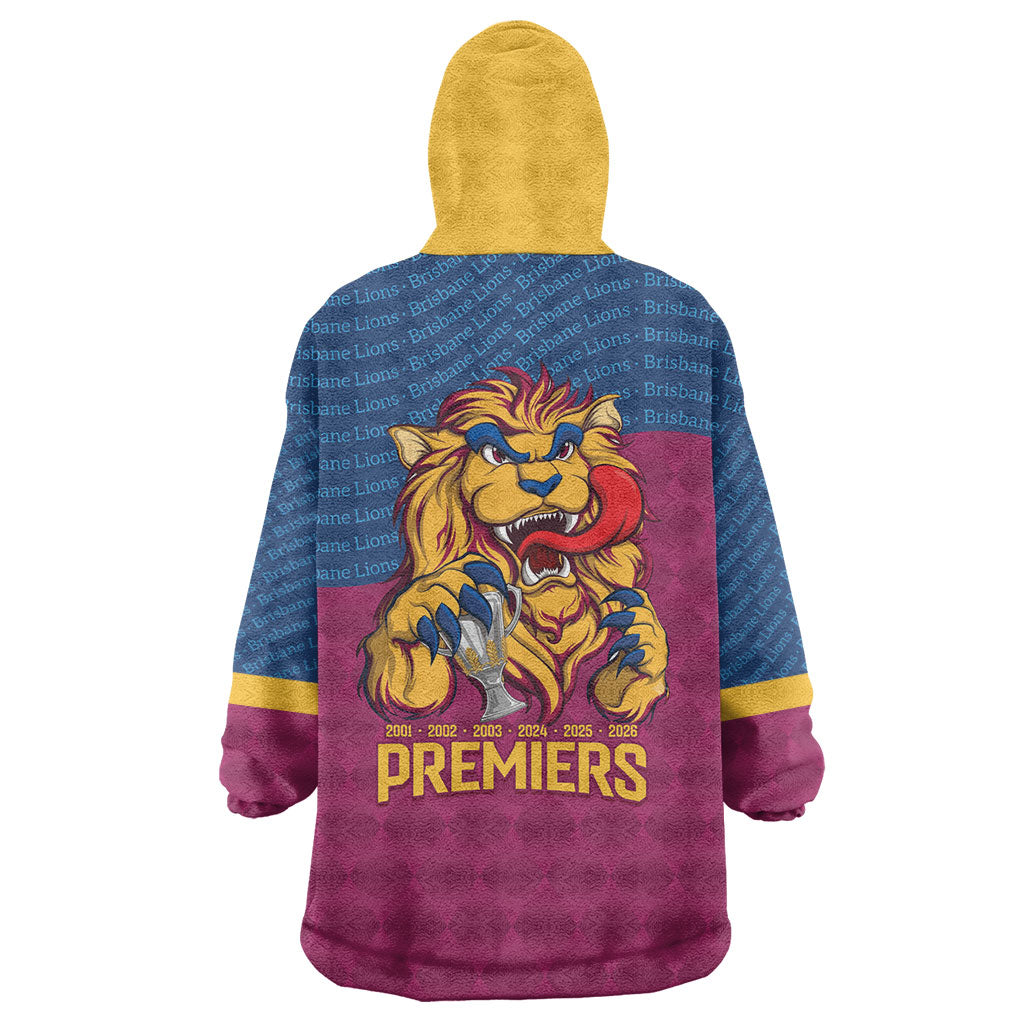 Brisbane Lions Back-to-Back Premiers Wearable Blanket Hoodie