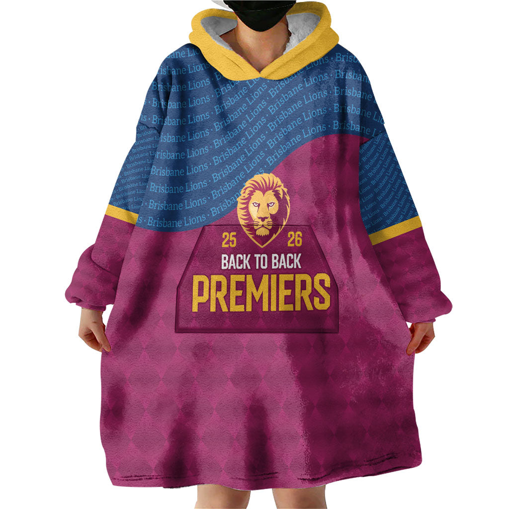 Brisbane Lions Back-to-Back Premiers Wearable Blanket Hoodie